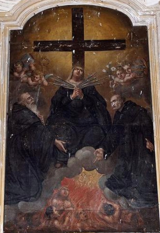Agostino e San Filippo Benizzi intercedono presso la Vergine dei Sette Dolori per le Anime del Purgatorio