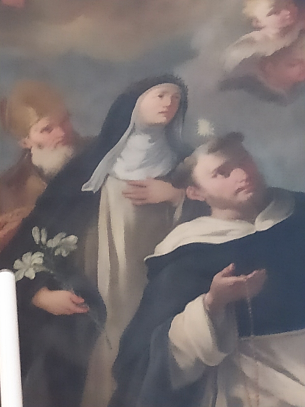 Particolare con i santi Domenico, Caterina ed Agostino