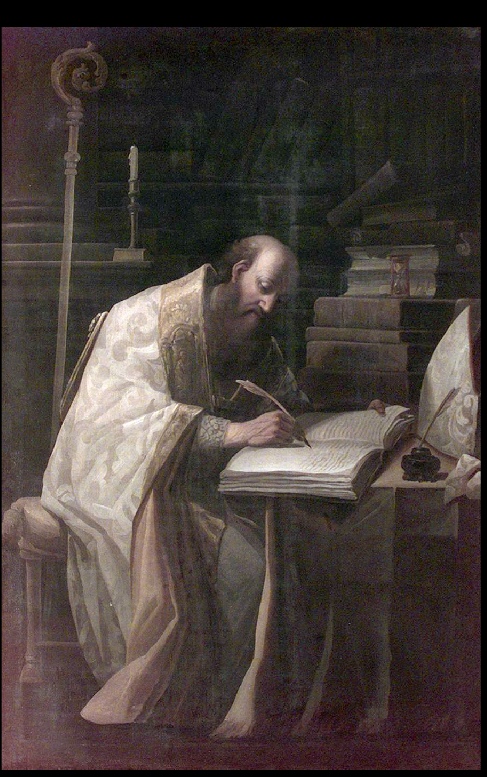 Sant'Agostino nello studio scrive libri e trattati