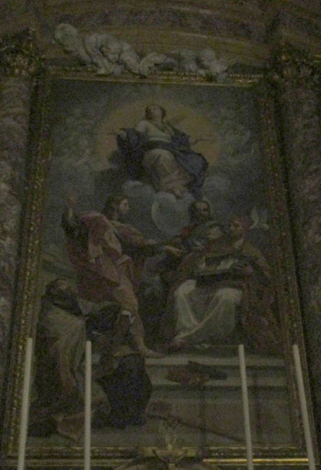 Vergine in gloria con i santi Giovanni evangelista, Agostino, Giovanni Crisostomo e Gregorio Magno