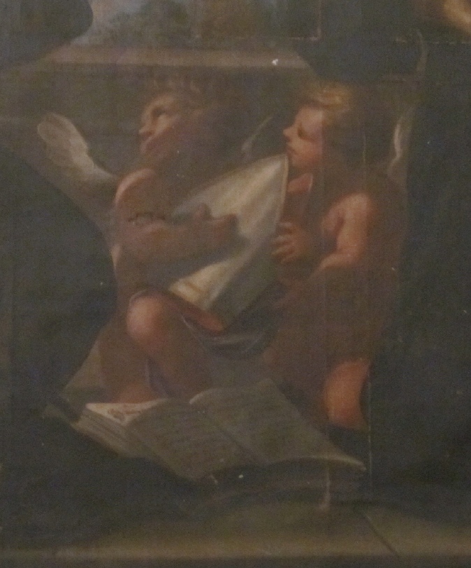 Particolare degli angioletti nella tela della Madonna della cintura con sant'Agostino e santa Monica nell'Oratorio di San Cassiano a Prosto di Piuro