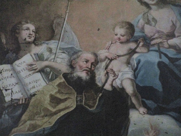 Particolare della figura di Agostino nella tela della Madonna della cintura con Agostino e Monica a Naro, chiesa di sant'Agostino