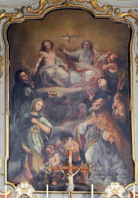 I Santi Agostino, Monica e S. Lucia in adorazione della Trinita