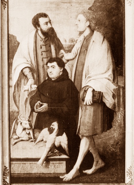Sant'Agostino con gli evangelisti Luca e Giovanni