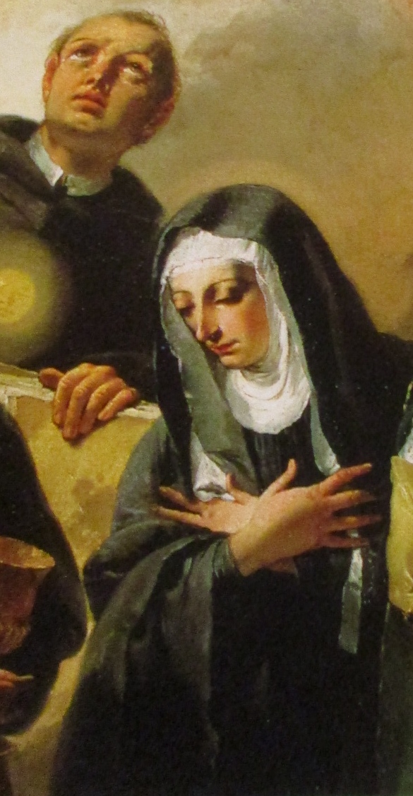 Madonna della Cintura e santi: particolare di Monica e san Nicola da Tolentino