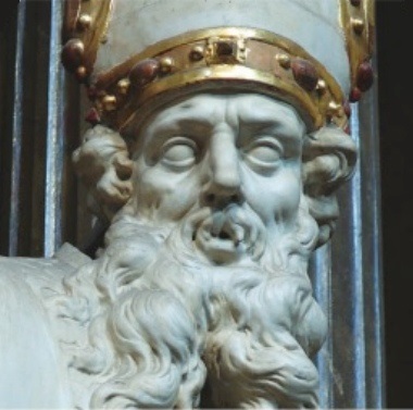 Sant'Agostino vescovo e cardioforo: particolare del volto