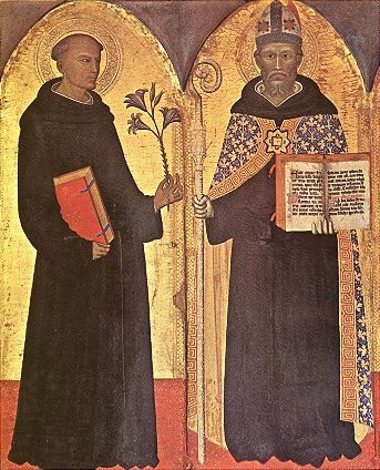 San Nicola, santo Stefano e sant'Agostino che presenta la Regola