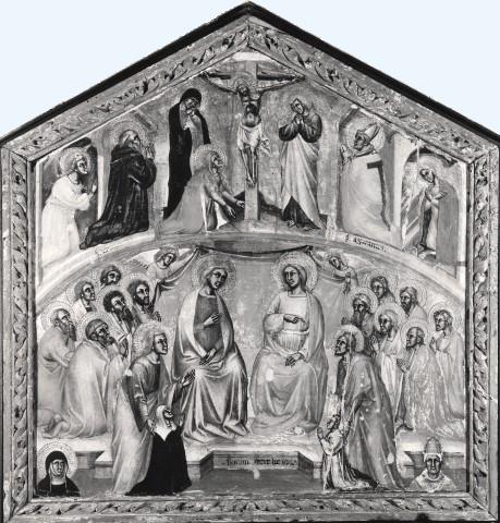 Crocifissione di Cristo tra i dolenti, santa Maria Maddalena, san Girolamo e sant'Agostino