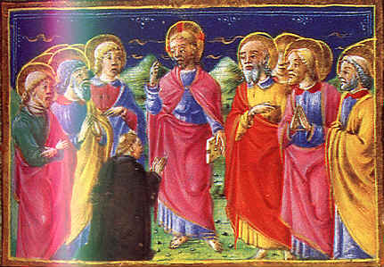 Agostino in preghiera davanti a Cristo e agli Apostoli di Tommaso da Modena