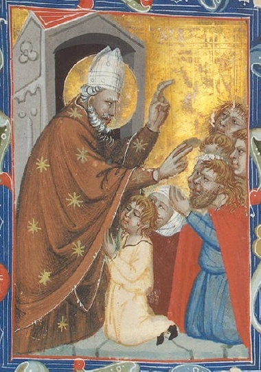 Agostino appare a dei pellegrini a Cava in un dipinto all'Ermitage