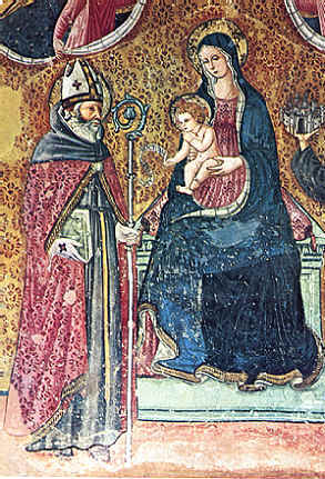 La Vergine, Agostino e santi in un affresco a Montefalco