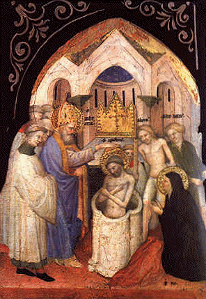 Il battesimo di Agostino tavola marchigiana