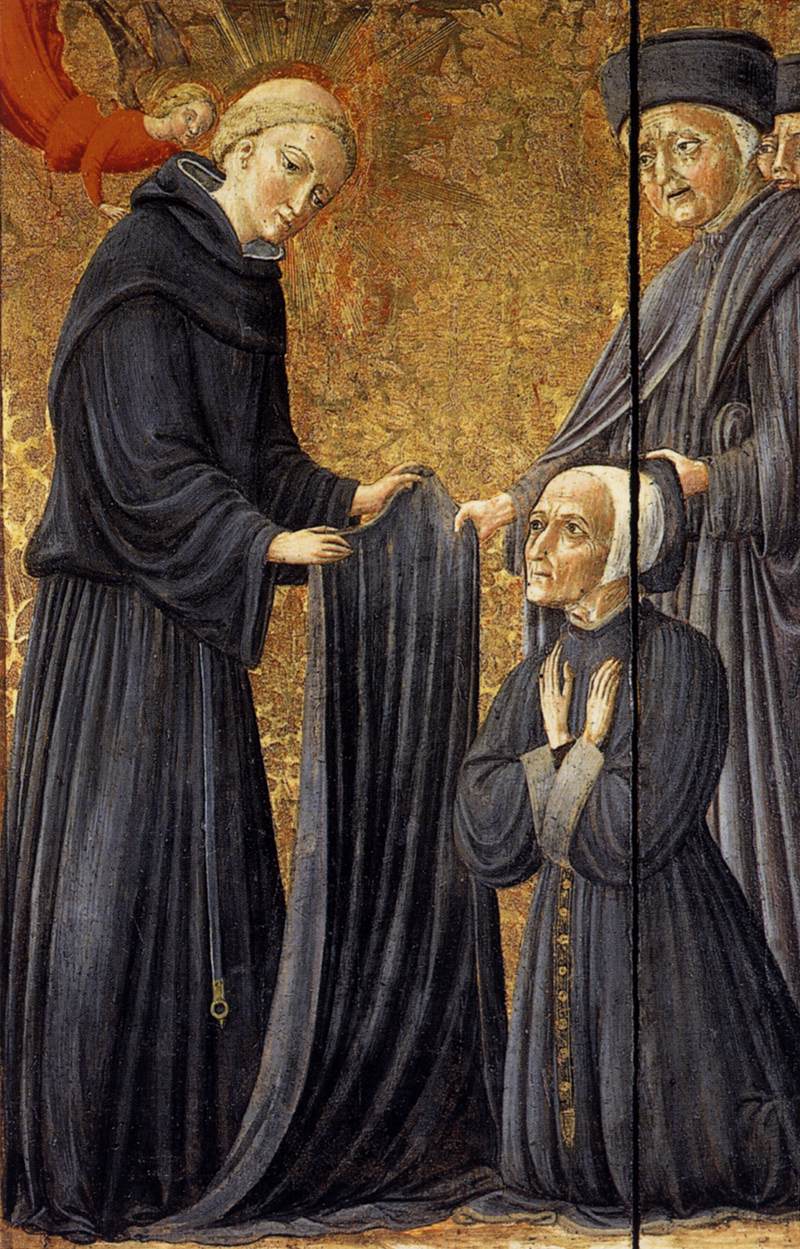 Affresco di Vecchietta del 1445 dove il beato Agostino Novello consegna l'abito al Rettore dell'Ospedale di Siena