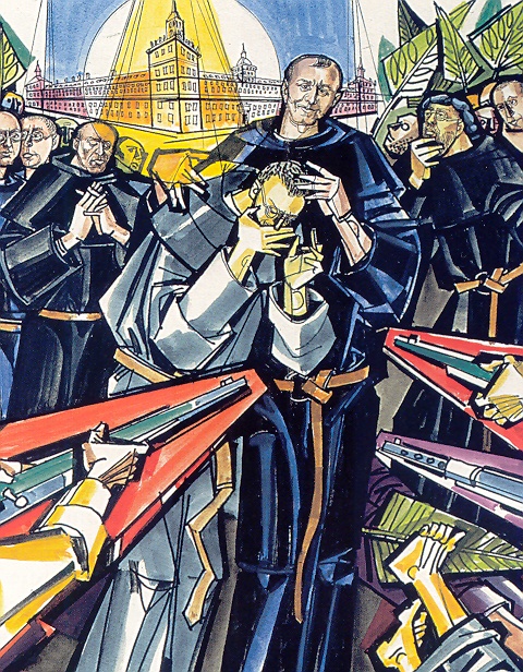 Martirio dei martiri spagnoli con in primo piano Avellino Rodriguez in un dipinto di Hajnal