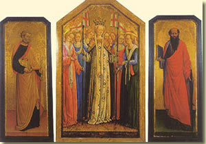 Antonio Vivarini e Giovanni d'Alemagna San Pietro, Sant'Orsola e le Vergini martiri, San Paolo 1443 - 1444 circa Brescia, Seminario Vescovile da Brescia, da San Pietro in Oliveto