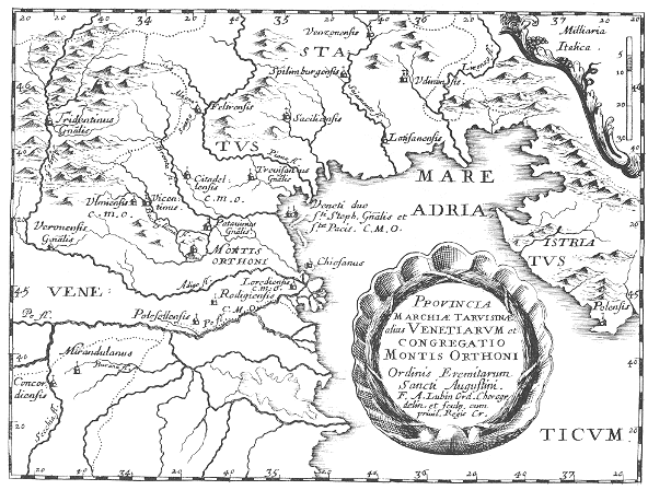 Stampa di Lubin: mappa dei conventi agostiniani di Monte Ortone