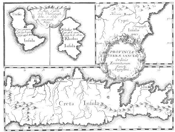 Stampa di Lubin: mappa dei conventi agostiniani in Terra Santa