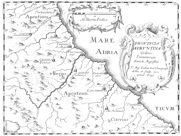 Stampa di Lubin: mappa dei conventi agostiniani in Abruzzo