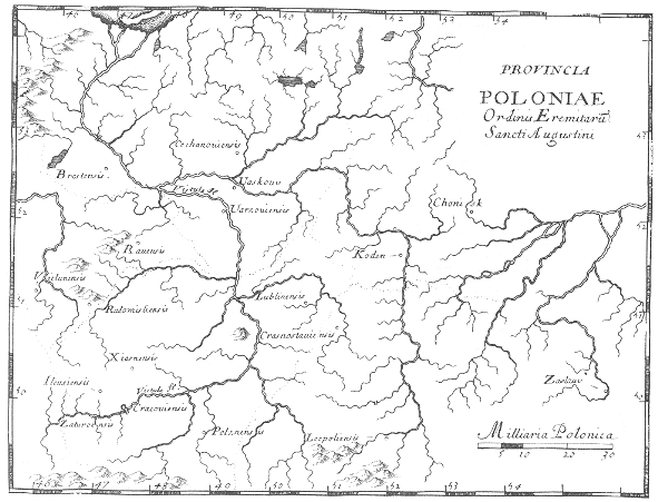 Stampa di Lubin: mappa dei conventi agostiniani in Polonia