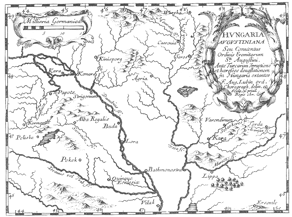 Stampa di Lubin: mappa dei conventi agostiniani in Ungheria