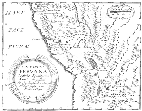 Stampa di Lubin: mappa dei conventi agostiniani in Perù