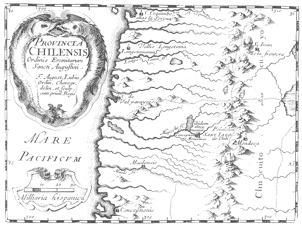Stampa di Lubin: mappa dei conventi agostiniani in Cile
