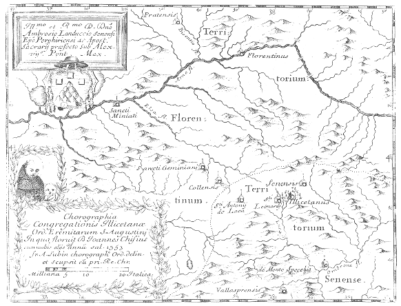 Stampa di Lubin: mappa dei conventi agostiniani della Congregazione Illicetana