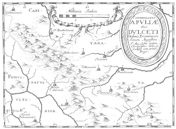 Stampa di Lubin: mappa dei conventi agostiniani nella Congregazione di Puglia