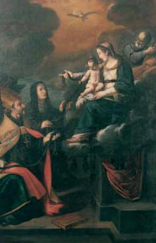 Tela di Ignoto, Madonna della cintura, sec. XVIII nella chiesa di S. Agostino a San Costanzo