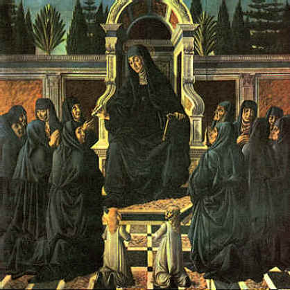 Consegna della regola agostiniana alle Monache in un quadro di Botticini