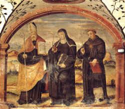Affresco rinascimentale che raffigura Santa Chiara fra Sant'Agostino e San Nicola da Tolentino