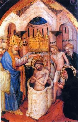 Battesimo di Agostino: tavola di scuola marchigiana del XV secolo