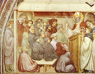 Scena dalla Vita di Agostino affrescata da Ottaviano Nelli nella chiesa di S. Agostino a Gubbio