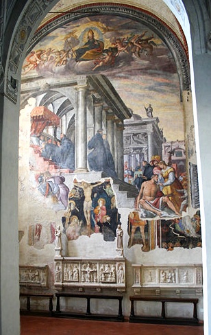 Affresco del Fiammenghino che ricorda la costituzione dell'Ordine Agostiniano in san Marco a Milano