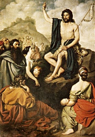 Giovanni Bono in gloria in un dipinto di Maria Luigia Mussini Piaggio nella seconda cappella di sinistra della chiesa di S. Bono a Recco in Liguria