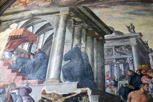 Innocenzo IV istituisce l'Ordine agostiniano: affresco del Fiammenghino in san Marco a Milano