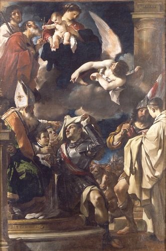 S. Guglielmo d'Aquitania riceve l'abito religiosa dal vescovo san felice in una tela del Guercino conservato nei Musei universitari di Bologna