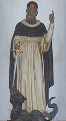 S. Guglielmo di Malavalle uccide il drago: statua nella chiesa di sant'Andrea Apostolo a Tirli in provincia di Grosseto 