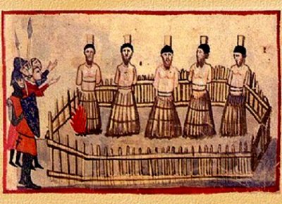 Eretici valdesi messi al rogo in una miniatura medioevale