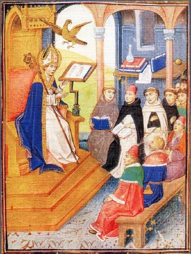 Agostino insegna dalla cattedra episcopale