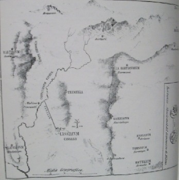 Mappa con l'indicazione dei luoghi più importanti di Cassiacum