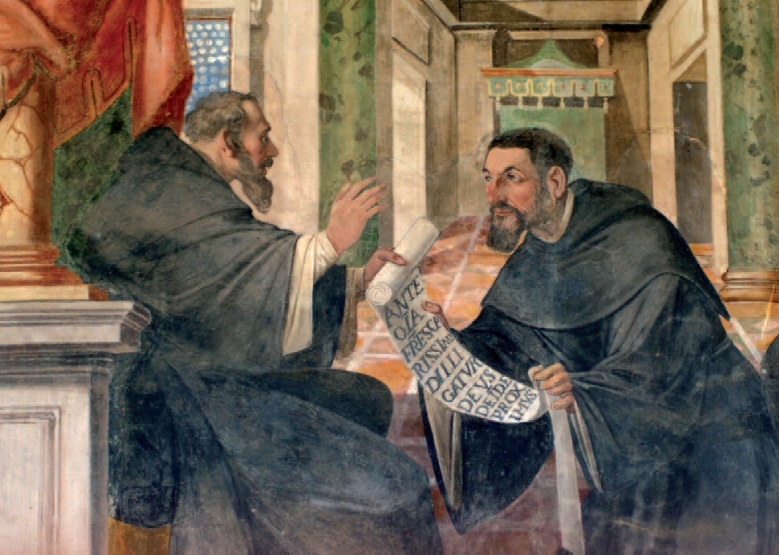 Agostino consegna la sua regola ai monaci: affresco nel chiostro della SS. Trinità a Viterbo