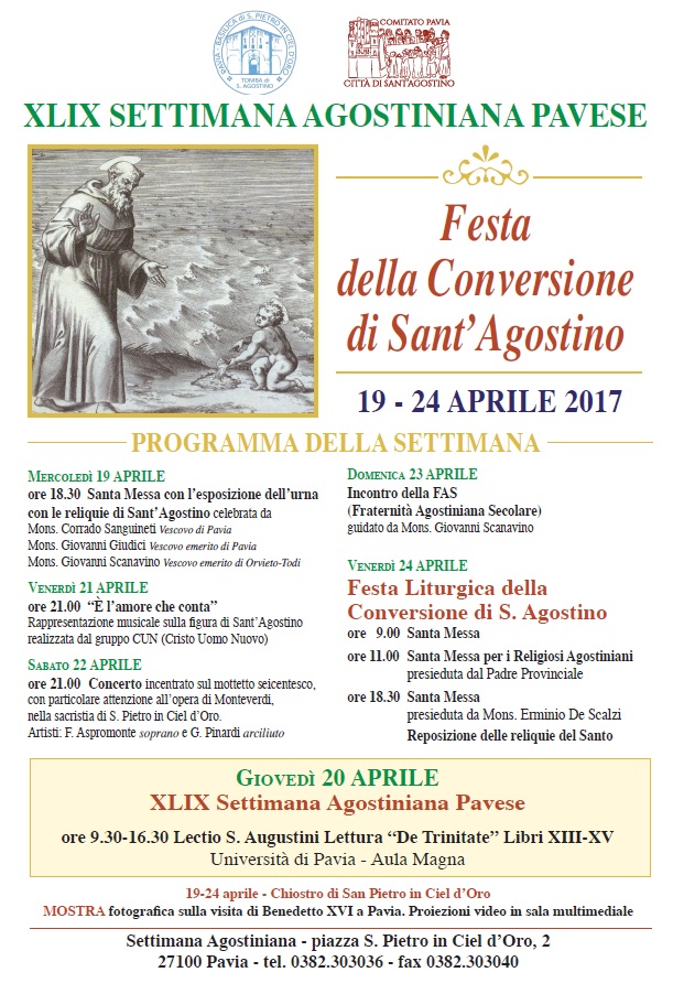 Il manifesto con il programma della Festivit agostiniana a Pavia