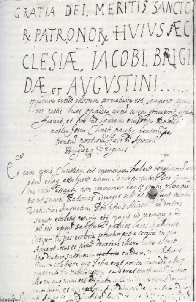  Pagina del Chronicon che ricorda l'invocazione di Agostino a Patrono di Cassago dopo la peste del 1630