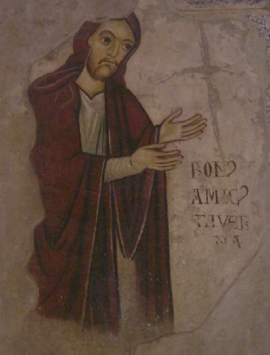  Affresco romanico nella basilica di sant'Ambrogio 