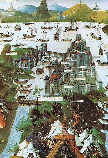 Costantinopoli nel 1453 da un dipinto di Bertrandon de la Broquière nel suo libro "viaggi d'Oltremare"