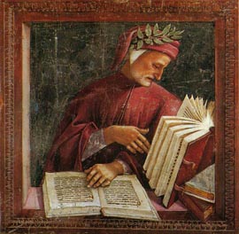 Immagine di Dante nello studio dipinto da Luca Signorelli