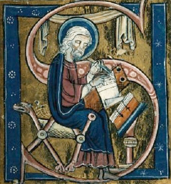 Miniatura di Beda il Venerabile da una Bibbia francese del XII sec. da Reims