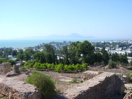 Il golfo di Cartagine visto dalla collina di Birsa