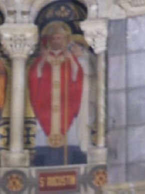 Agostino vescovo di Ippona in atto benedicente
